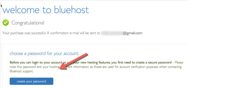 Create Password in BlueHost